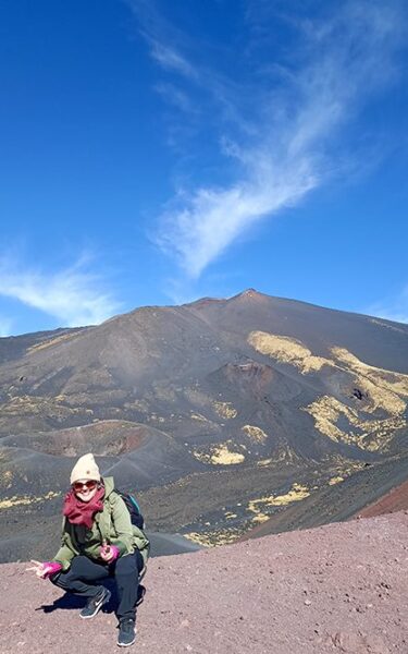 Fabiola Baquero at Etna volcano